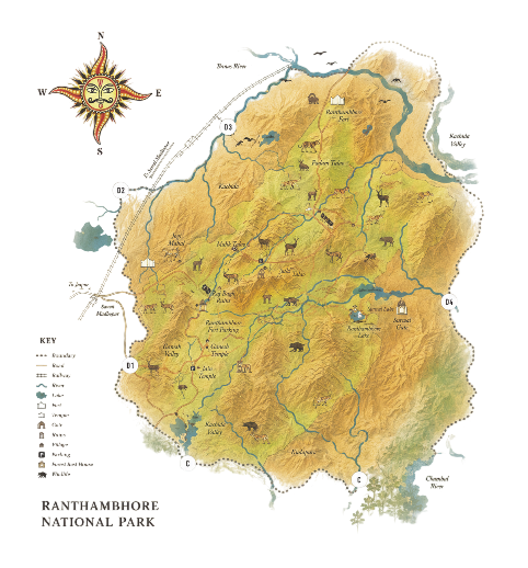 Illustrated map of Ranthambhore National Park